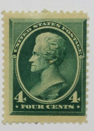Us Scott 211 - 1881 - 1882/ 4 Cent Jackson - Blue Green - Mint/hinged/o.  G.  - Cat Val $325.