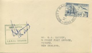 Zealand Antarctic Df 61 Hmnzs Endeavour Signed Lt.  Cdr Rh Humby Rnzn