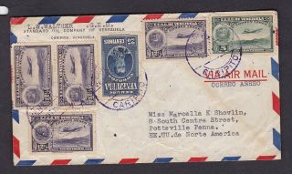 Venezuela 1930s Airmail Cover To The Usa With Airmail Stamps