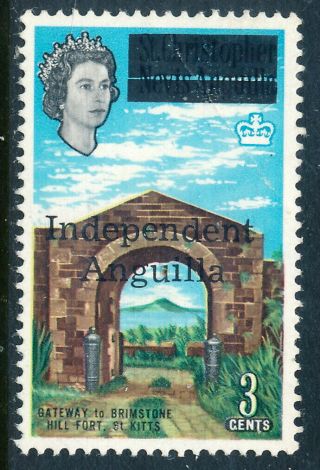 Scott 4/sg 4,  3c 1967 Independent Anguilla Overprint,  Vf Nh (um)