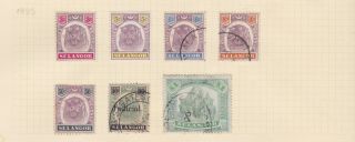 Malaya Malaysia Selangor Stamps 1895 Values & Selection Old Album Page