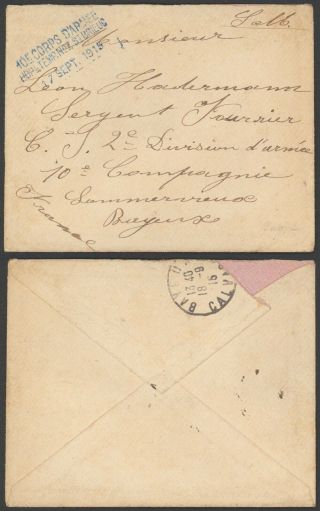 France Wwi 1915 - Field Post Cover To Bayeux S82
