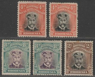 Rhodesia 1913 - 22 Kgv Admiral 4d,  8d,  2sh Selection With Faults
