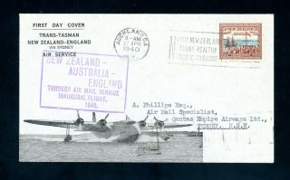 Zealand - Australia - England 1940 First Flight Cover (s407)