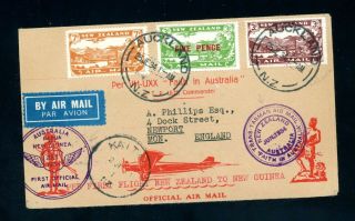 Zealand 1934 First Flight Cover Papua Guinea And Australia (s408)