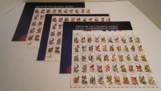 Us Stamps 3 Sheets State Birds And Flowers 1953 - 2002 Mnh Commemorative Folders