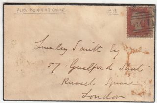 Gb: Qv Penny Red Mourning Cover; Cambridge To Russell Sq,  London,  2 - 3 Feb 1855