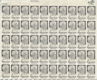 U.  S.  Stamp Sheet Scott 1526 1974 10c Robert Frost Poet