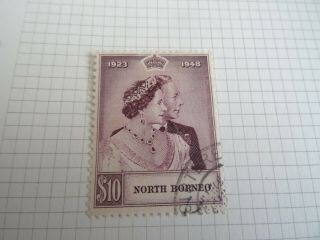 Malaya North Borneo $10 1948 Silver Wedding,  Fine Stamp