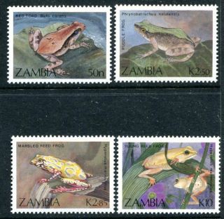Zambia 462 - 65 Mnh 1989 Red Toad Puddle Frogs Marbled Red Frog Yung Red.  X12202