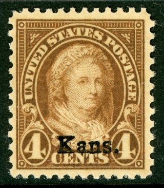 Usa 1929 Kansas 4¢ Martha Washington Scott 662 Vf Non Hinged J21