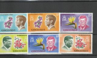 A92 - Grenada - Sg277 - 282 Mnh 1968 50th Birth Anniv Pres Kennedy