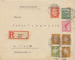 779) Germany - Registered Cover 16.  4.  1932 Essen To Wien - 5 Color Cover