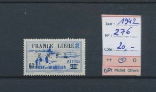 Lk80634 St Pierre Et Miquelon 1942 France Libre Overprint Mh Cv 20 Eur