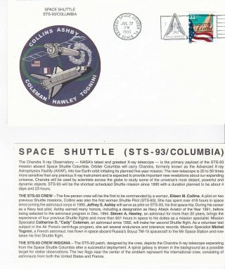 Sts - 93 Columbia Kennedy Space Center Florida July 27 1999 With Insert Card
