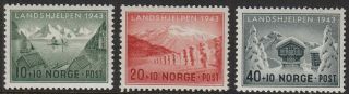 Stamp Norway Sc B32 - 4 1943 Wwii Winter Relief Fishing Quisling War Germany Mnh