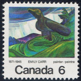 Canada 532ii (2) 1971 6 Cent " Big Raven " By Emily Carr " Blue Throat " Mnh Cv$5.  00