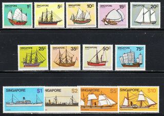 Singapore 1980 Boat And Ship Set Complete To $10 Scott 336 - 348 Mnh