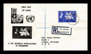 Dr Jim Stamps Freedom From Hunger Fdc Registered St Helena Scott 173 Cover