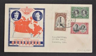 Canada,  Kgvi,  1939 Royal Visit Stamps,  With Large Ring Rv3 Pm 
