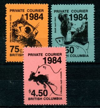 Weeda Canada B10 - B12 Vf Mnh Set Of 3,  1984 Bc Private Courier Local Labels Cv $8