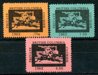 Weeda Canada B4 - B6 Vf Mnh Set Of 3,  1982 Bc Private Courier Local Labels Cv $11