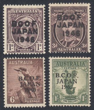 " B.  C.  O.  F.  Japan 1948 " Ovpt Stamps Of Australia 4 Values.  1d,  3d,  6d & 1/ -