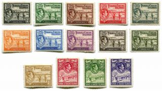 Turks And Caicos Kgvi Definitives Sc 194 - 205 Mh 1938 Complete Gb Uk