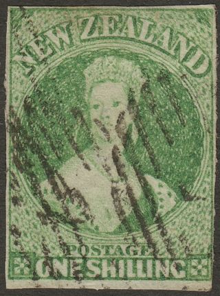 Zealand 1864 Qv Chalon Wmk Nz 1sh Green Imperf Sg100 Cat £275 4 Margins