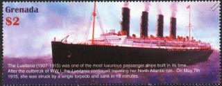Rms Lusitania Cunard Line Ocean Liner / Passenger Cruise Ship Stamp