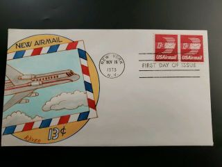 C79 1973 Airmail Us Fdc Dyer Hand Painted Cachet
