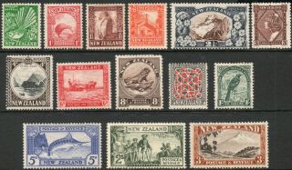 Zealand 1935 Kgv Set Of Stamps Value To 3 Shillings Lightly Hinged