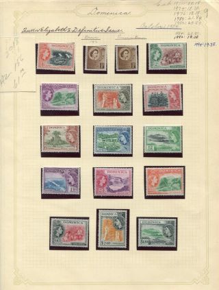 Weeda Dominica 142 - 156 Vf Mnh 1954 Qeii Definitive Issue Cv $61.  00