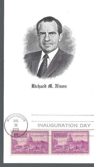 Nixon Inauguration 1973 3 1/2 X 7 Proof Card