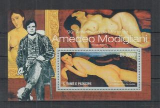 H295.  S.  Tome E Principe - Mnh - 2010 - Art - Painting - Amadeo Modigliani - Bl