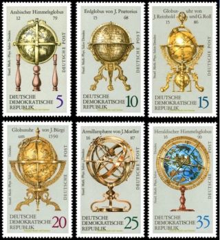 Ebs East Germany Ddr 1972 Earth And Celestial Globes 1792 - 1797 Mnh