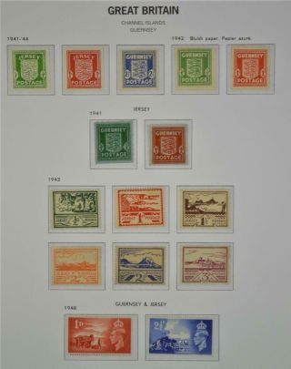 Gb Stamps 1940`s Channel Islands War Time Issues On Page H/m (r64)