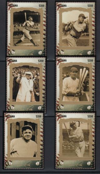 Guyana 1995 Babe Ruth,  Baseball Set Of 12 $350 Picture Stamps,  Never Hinged