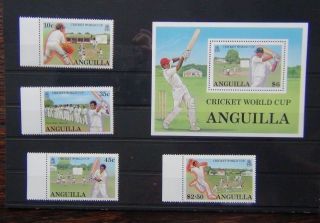 Anguilla 1987 Cricket World Cup Set & Miniature Sheet Mnh