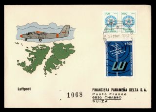 Dr Who 1982 Argentina Falkland Island Ovpt Airmail To Switzerland E69317
