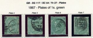 Gb - Qv 1867 - Sg 117 (scott 54) All Plates