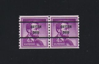 U.  S.  1058 - 71 Dayton,  Ohio Bureau Precancel Coil Pair,  Nh