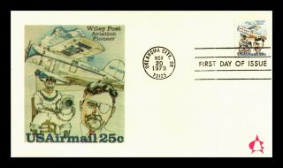 Dr Jim Stamps Us Wiley Post Aviation Pioneer Fdc Air Mail Cover Scott C96