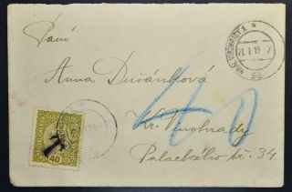 Czechoslovakia Austria 1919 Unusual Tax/porto Cover Vinohrady Czech,  Csr,  Cssr