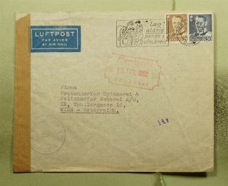 Dr Who 1952 Denmark Slogan Cancel Airmail To Austria Censored E71134