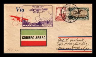 Dr Jim Stamps Airmail First Flight Mexico City Matamoros Dual Franked Cover