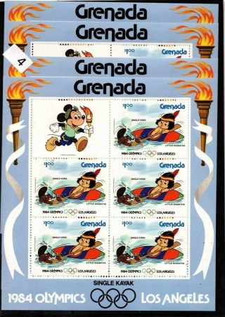 == 4x Grenada 1984 - Mnh - Disney - Olympics