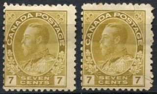 Canada 1911 - 22,  7c Kgv Mh X 2 Shades E677