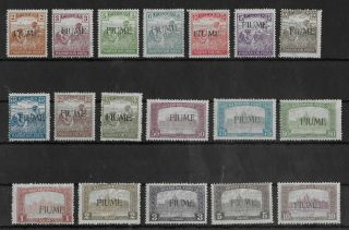 Fiume Italy 1918 - 1919 Lh Set Of 18 Stamps Sass 4 - 21