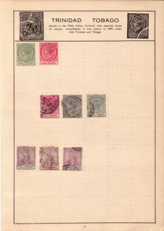 Quantity Of Victorian Stamps (trinidad & Tobago) On An Album Page